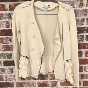 Cream, ruffled jacket
